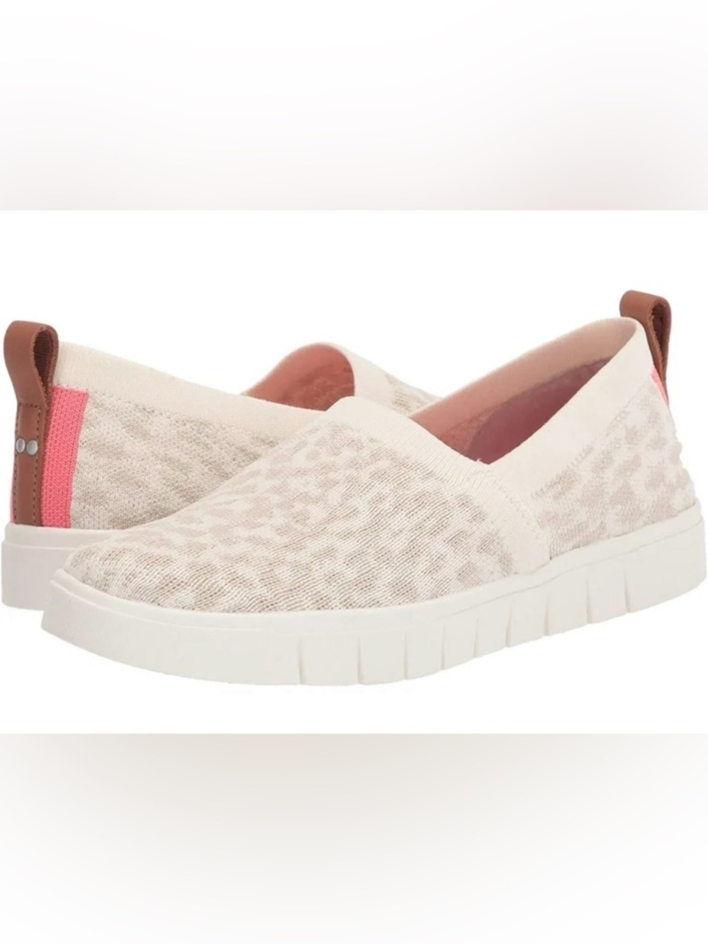 Ryka Women's Slip-On Sneakers in Cream with Tan Pull Tabs